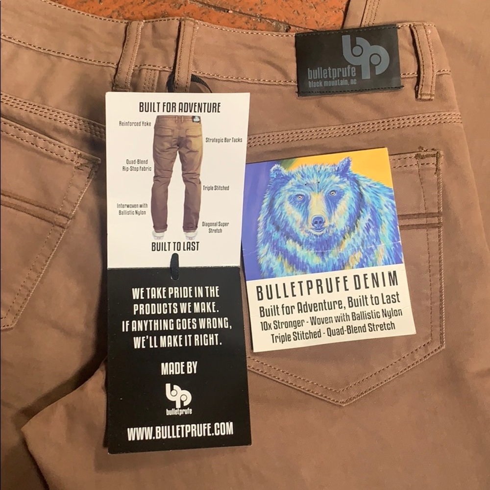 Bulletprufe Denim Men’s Jeans in Tobacco Brown - Picture 4 of 4